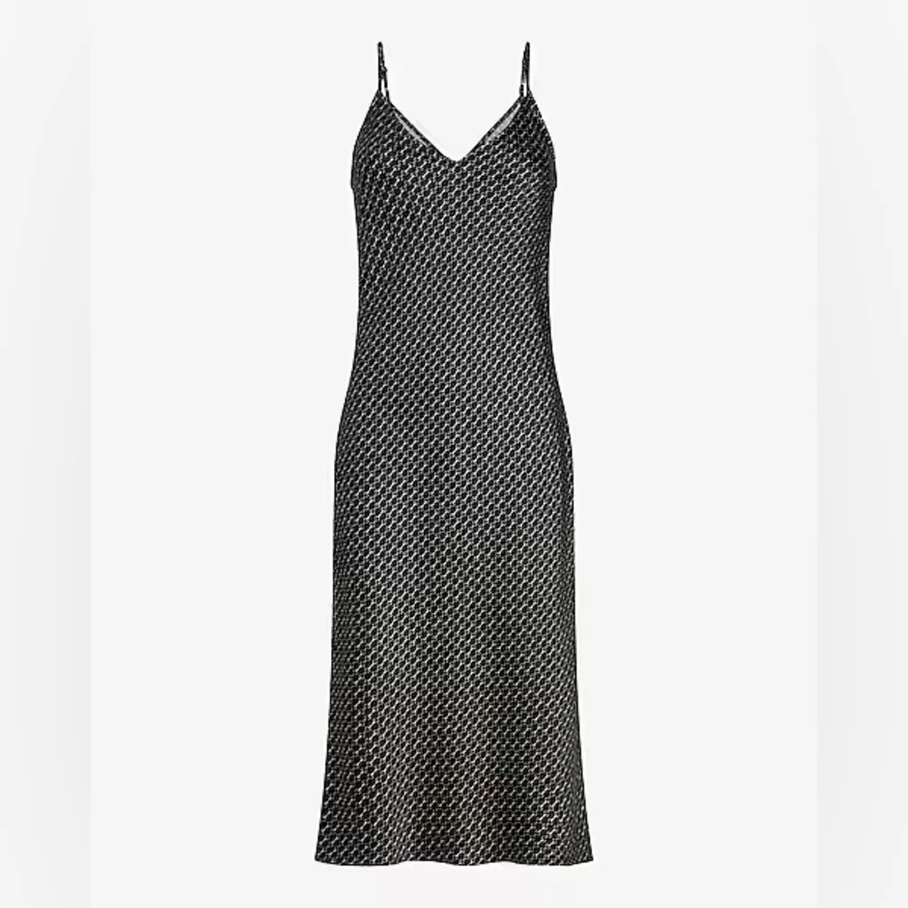 New Satin Printed V-Neck Midi‎ Downtown Cami Slip Dress - Image 4