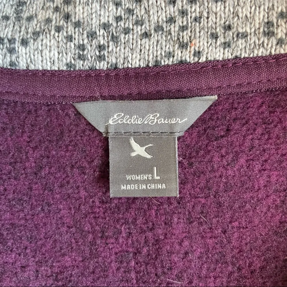 Eddie Bauer Fuschia/Purple Quarter Zip Knit Pullover Size Large - Image 2