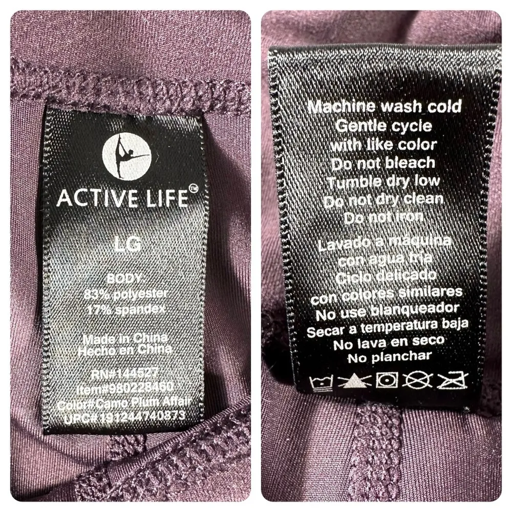 Women's | Active Life | Purple Camouflage Stretchy Phone Pockets Leggings - L - Image 8