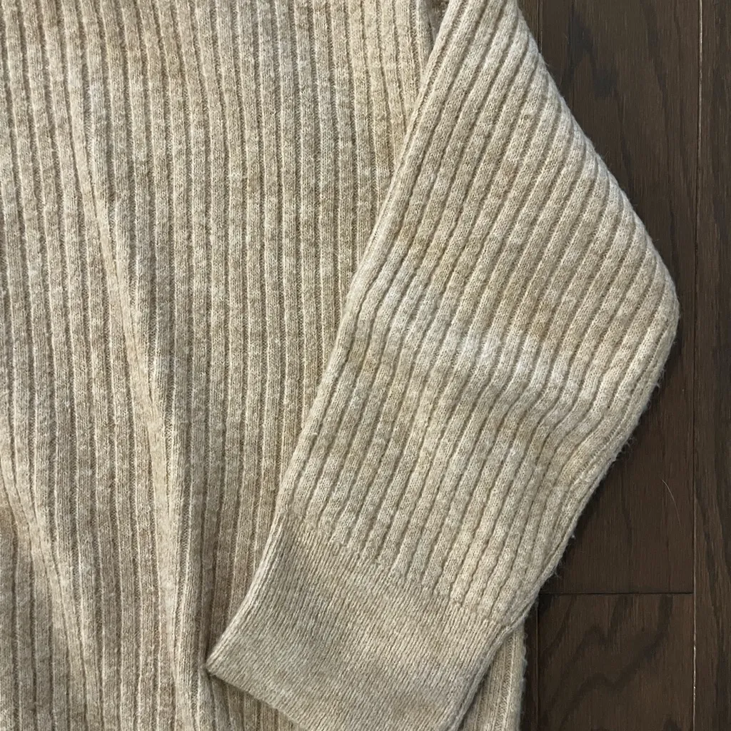 H&M Ribbed Knit Beige Sweater - Image 2