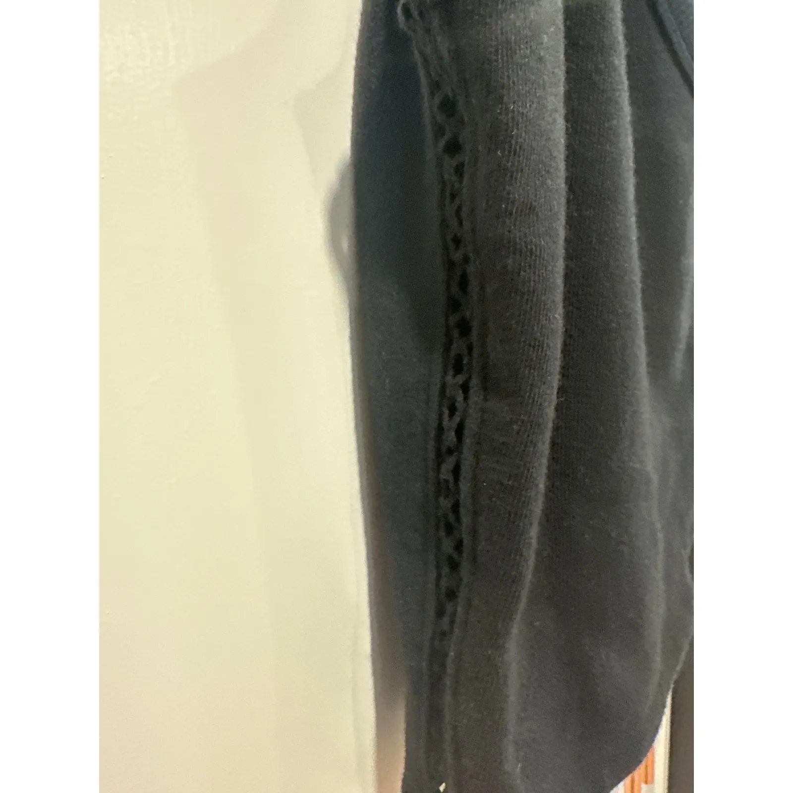 Aerie Black Ribbed Knit Cropped Tank Top S Lace Detail Sleeveless Scoop Neck NWT - Image 3