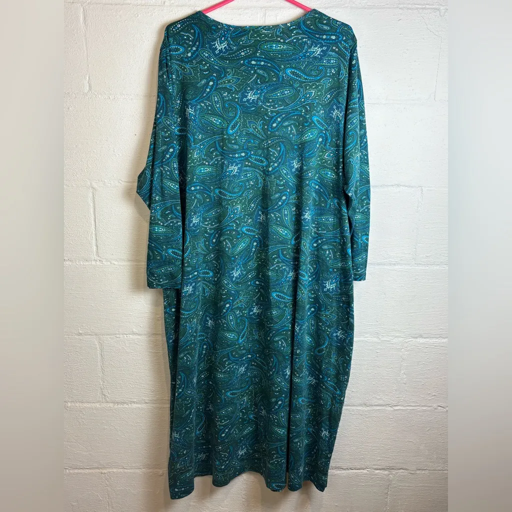 Lands’ End Woman’s Plus Size Travel Athletic Casual Paisley Printed Dress Sz 3X - Image 5