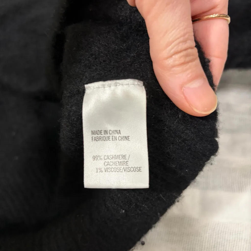 Theory Womens Puff Short Sleeved Cashmere Sweater in Black Sz M City Grunge - Image 6