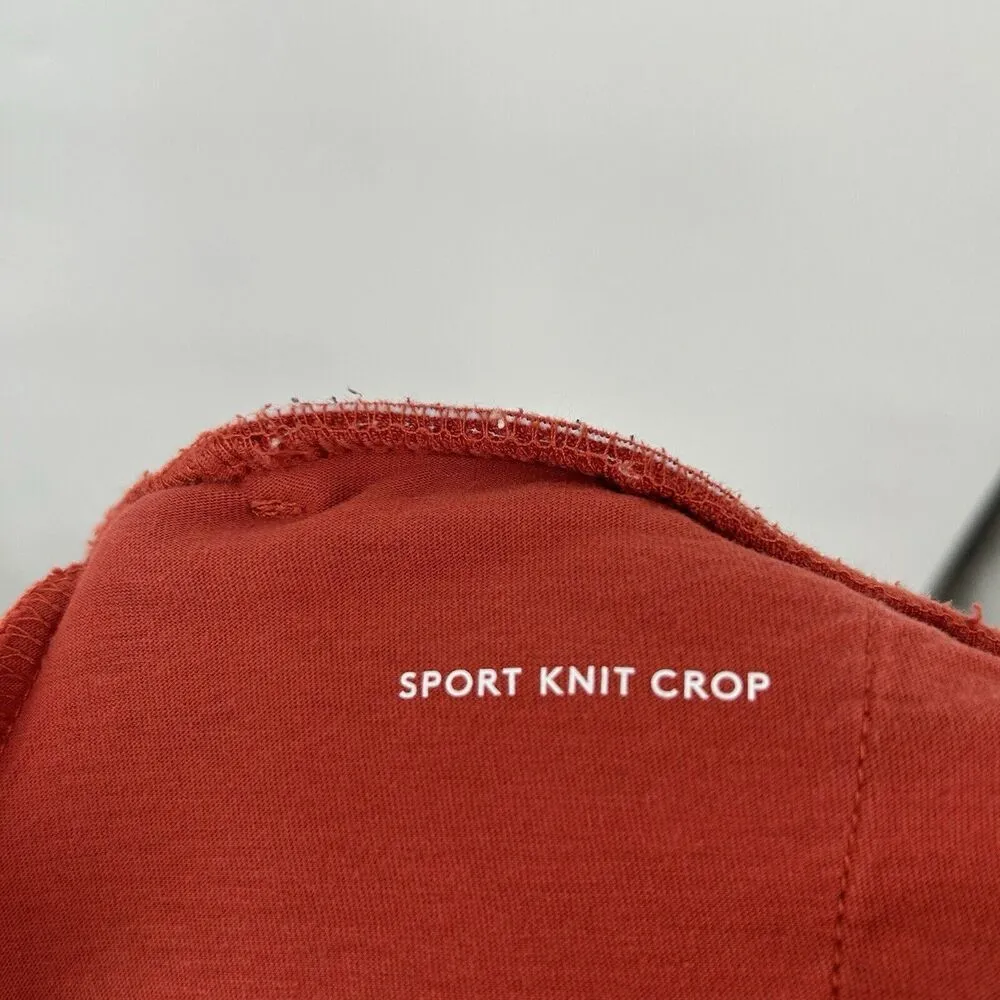 Lands End Sport Knit Crop Pants Red Wide Leg High Rise Pull On Pockets Size 18P - Image 10