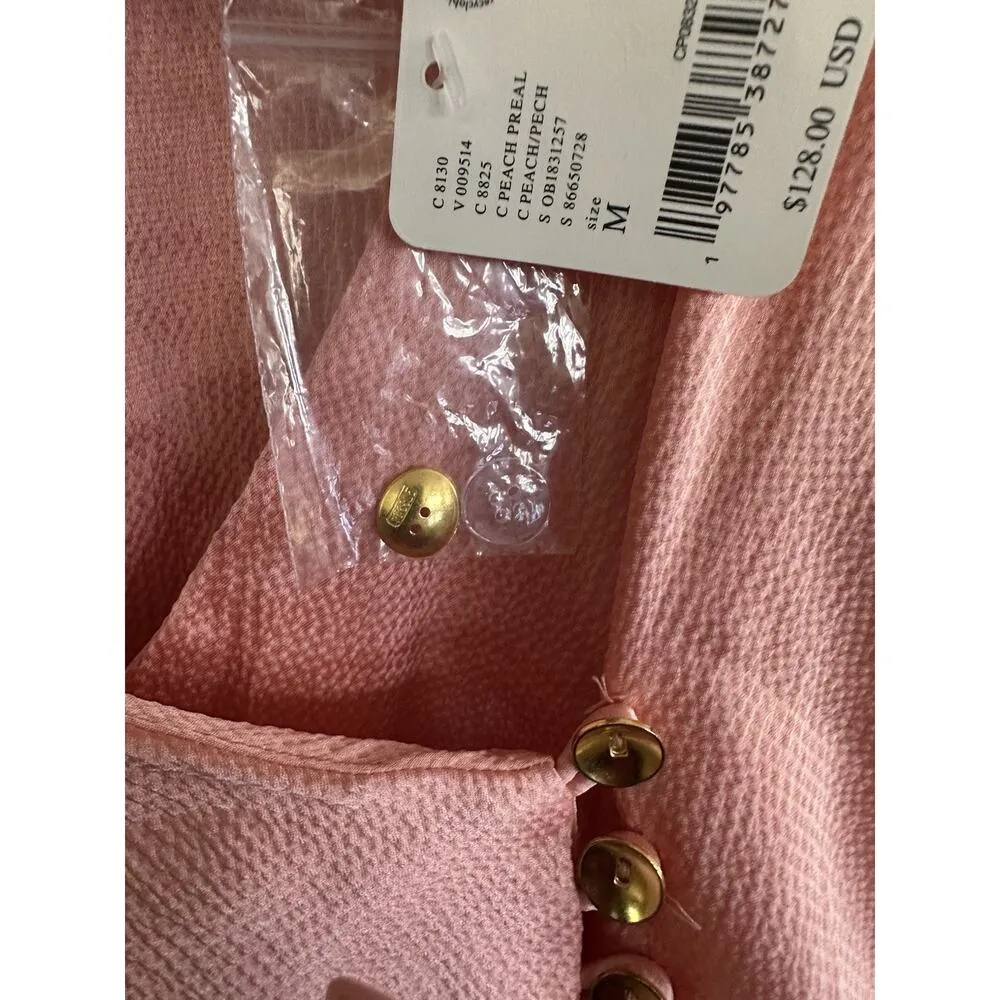 Free People Scarlett Satin Ruffle Wrap Mini Dress in Peach Size M - Image 12