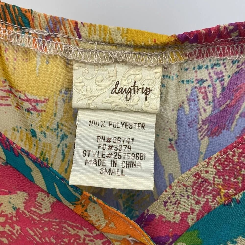 Daytrip tropical cropped semi sheer tank Top summer festival bohemian - Image 2