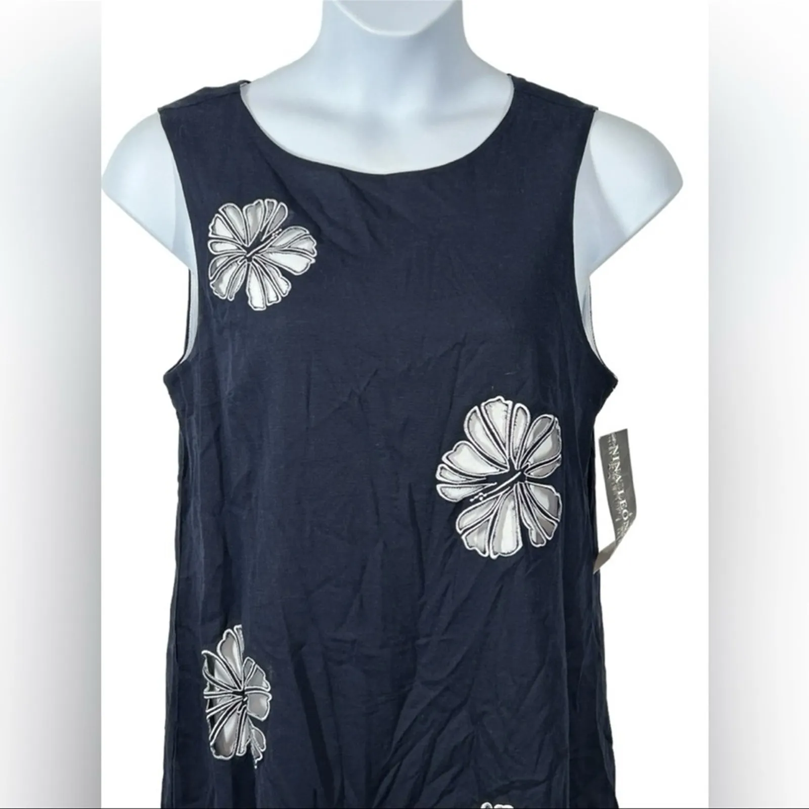 Nina Leonard Floral Cutout Sleeveless Linen Blend Midi Dress Size 10 NWT - Image 8