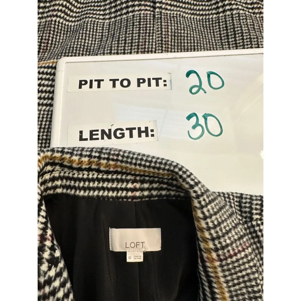 Loft Plaid Modern Blazer Oversized Slouchy Houndstooth Size 10 As Seen On TV - Image 9