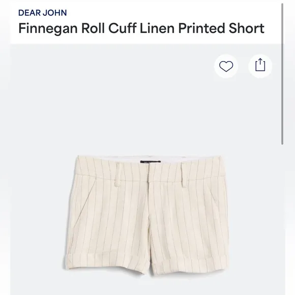 Dear John Cream pin striped Bermudas Tailored Summer Shorts size 27. - Image 2