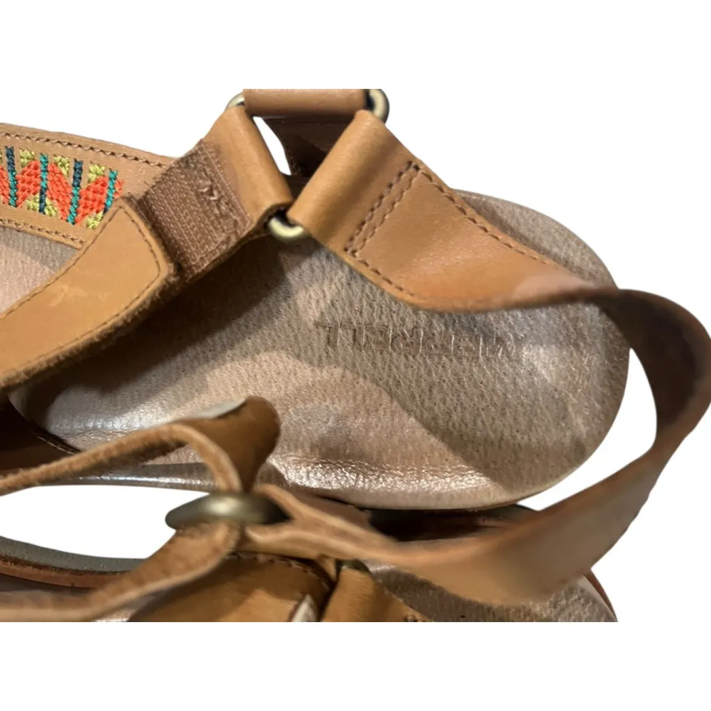 Merrell Juno Strap Tobacco Leather Size 8 Beaded Accent Brown Shoes Sandals - Image 7