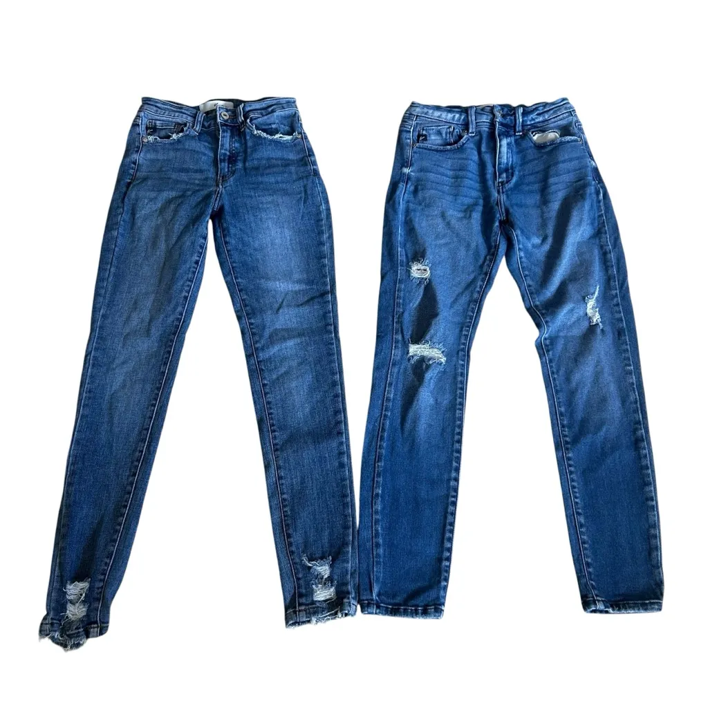 Lot of 2 Kancan Distressed Skinny Jeans Size 5/26 Blue - Image 2