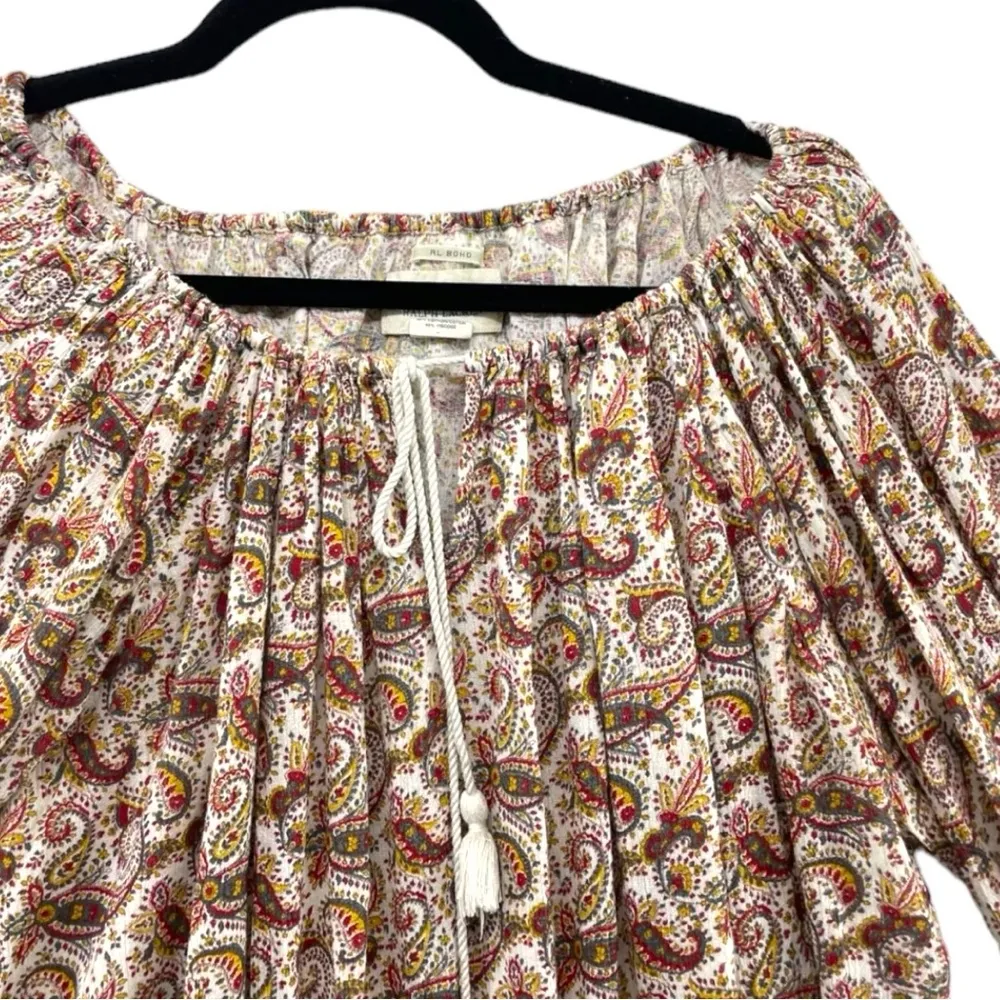 Denim & Supply Ralph Lauren Womens Peasant Top Size Medium Floral Tassel Cottage - Image 5