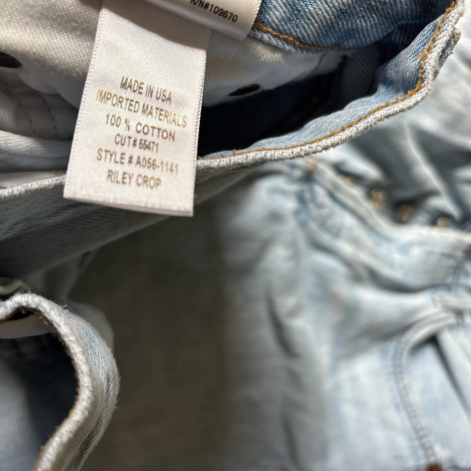 Agolde Riley High Rise Straight Crop Jeans Women's Distressed Open Fray Knee 27 - Image 6