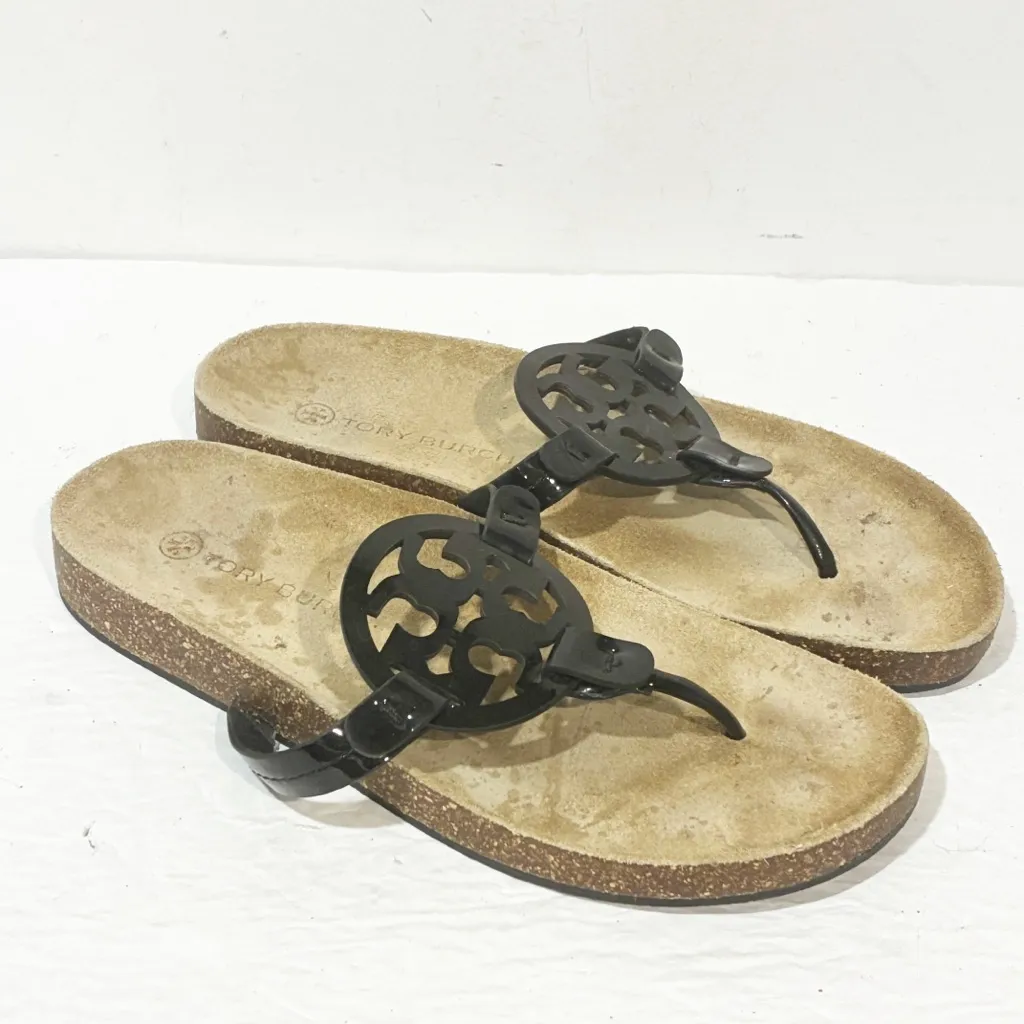 Tory Burch Miller Cloud Patent Cork Black Thong Sandals Size 9 - Image 3