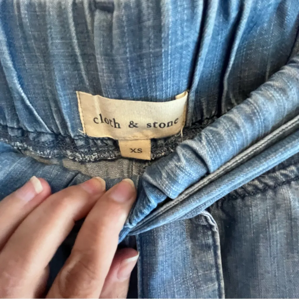 Cloth & Stone Light Blue Denim Pants XS Cotton Flowy Boho Wide Leg - Image 10