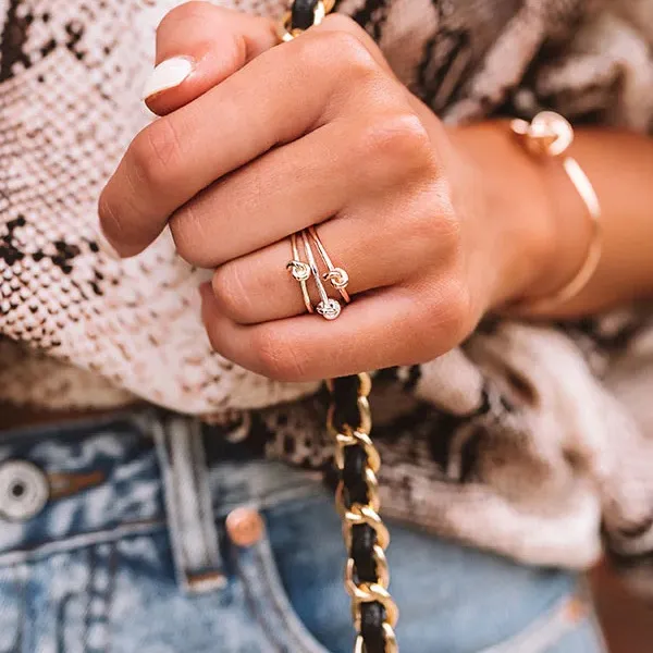 Kendra Scott Presleigh Trio Knot Ring Set in Gold, Silver, and Rose Gold - Image 2