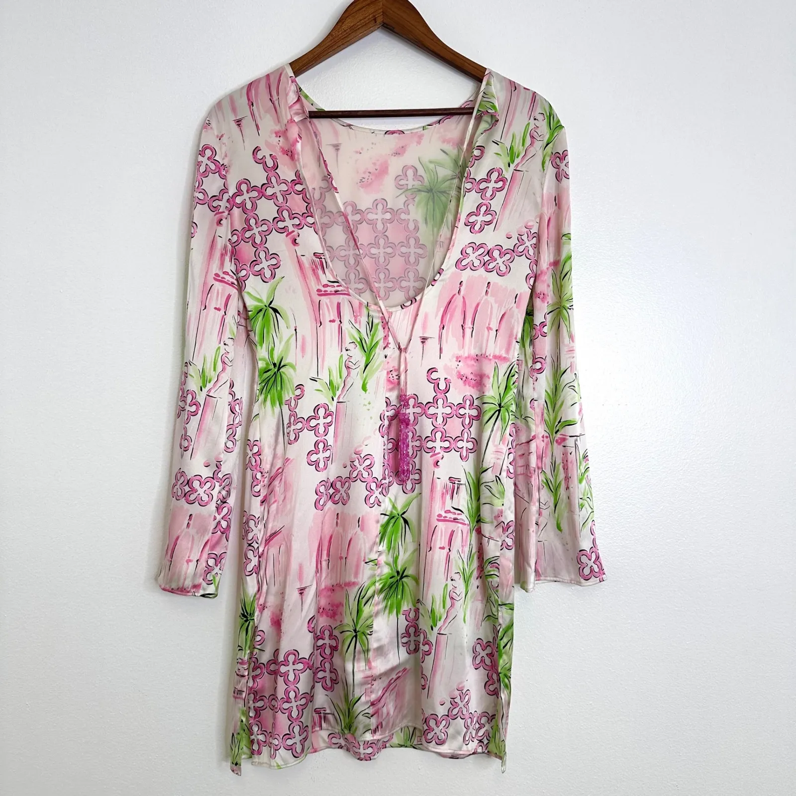 Lilly Pulitzer Low Back Long Sleeve Silk‎ Dress Size 2 - Image 3