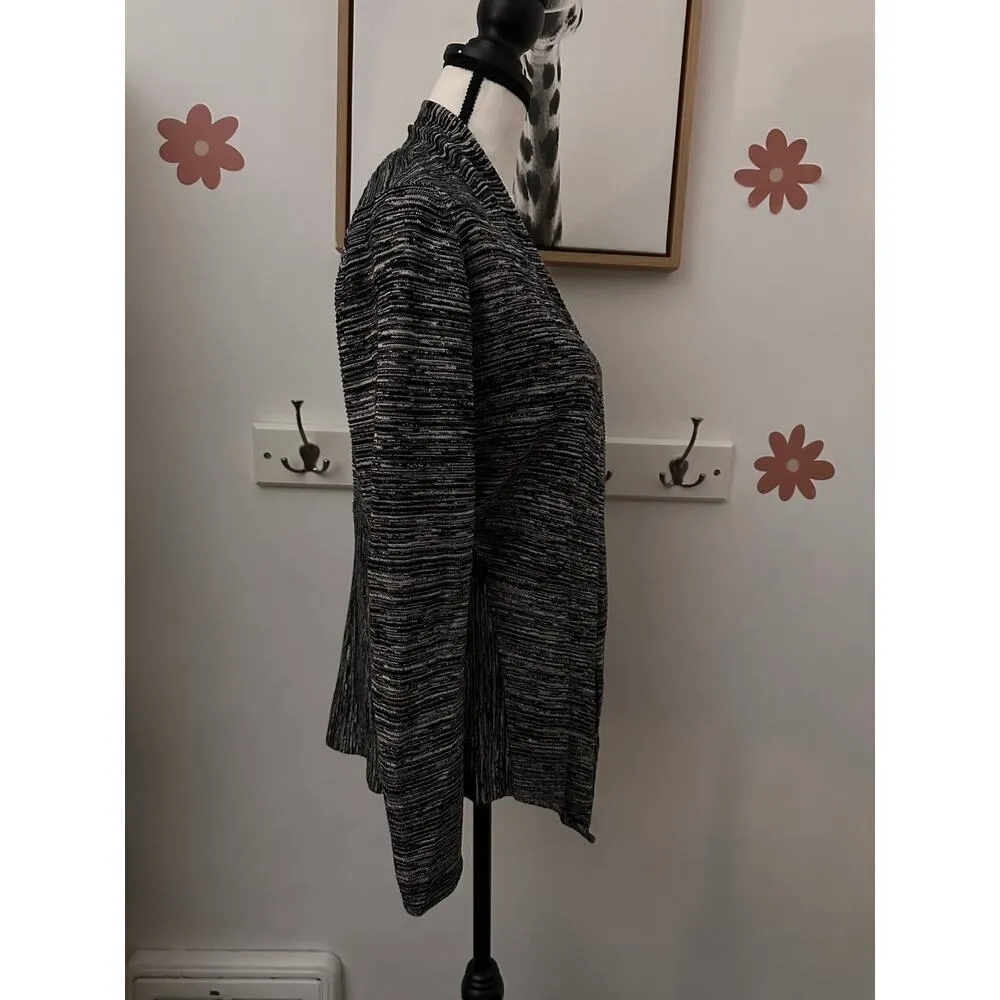 Eileen Fisher Heather Black Silk Organic Cotton Open Front Cardigan Size Small - Image 9