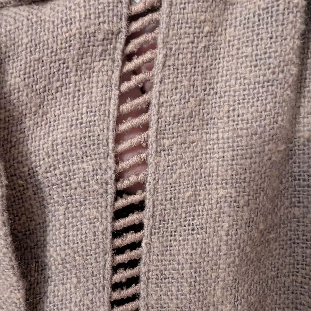 Vintage Ellen Tracy Cotton Eyelet A-Line Skirt W5/6 Tan - Image 3