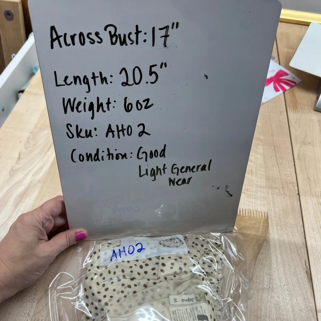 Japna Polka Dot Faux Wrap Blouse Smocked Waist Cream Beige Size Medium - Image 8