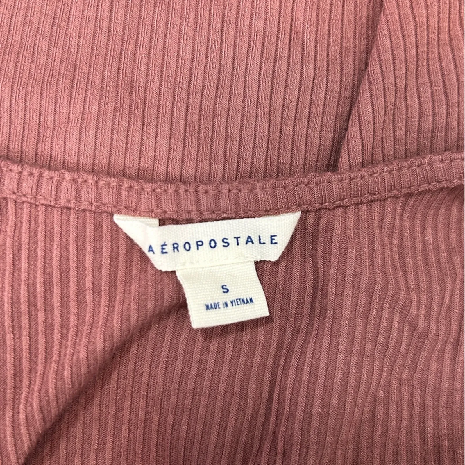 Aeropostale Mauve Ribbed Lace Up Crop Tank Top Grommet Front Size S - Image 8