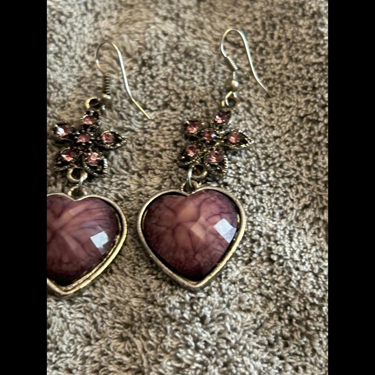 Earrings custom jewlery unique fun heart Purple - Image 3