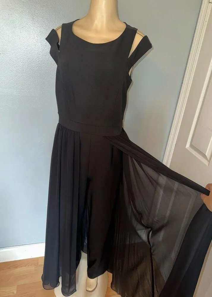 Black overskirt jumpsuit Size 10 - Image 2
