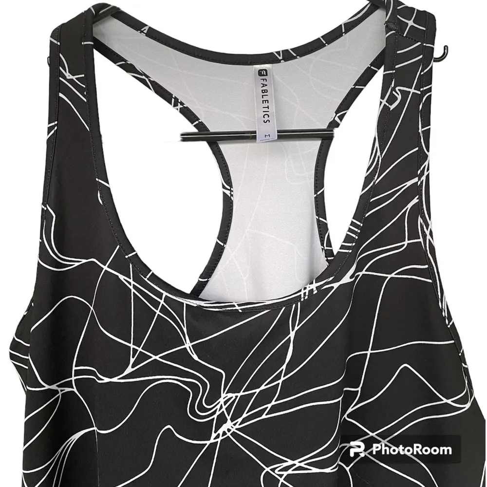 Fabletics Tank‎ Top Women's Size M Black & White Racerback Athletic Activewear - Image 6