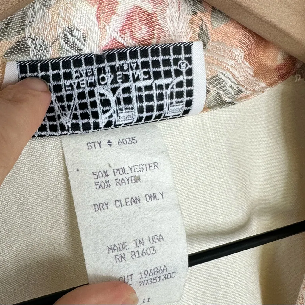 Vintage 80s USA Made La Belle Fashions Cropped Jacket Blazer Sz L (11) Floral White Size L - Image 8