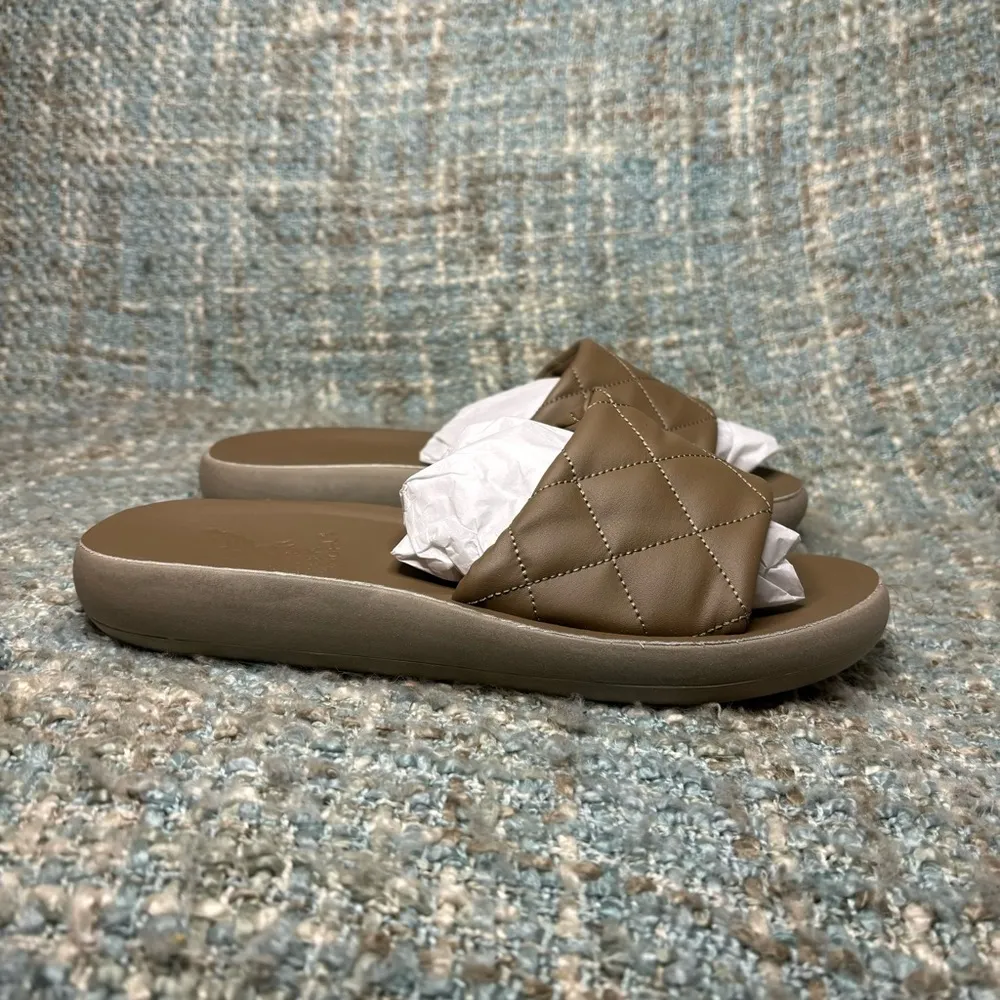 Ancient Greek Sandals Synefoula Quilted Slides in Taupe Eco Nappa Size 12 - Image 5