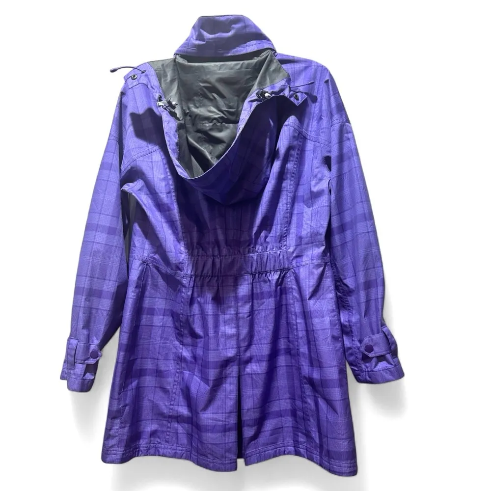 L.L. Bean Purple Plaid Hooded Rain Jacket Size M Waterproof Zip Up Size M - Image 4