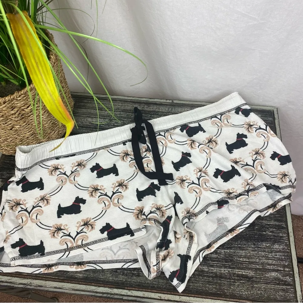 P.J. Salvage Scotty Dog Lovers White Print Shorts & Top Pajama PJ Set M L - Image 3