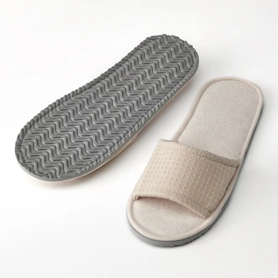 IKEA SKOVELSJÖN Cream Waffle Slide Slippers Size undefined - Image 2