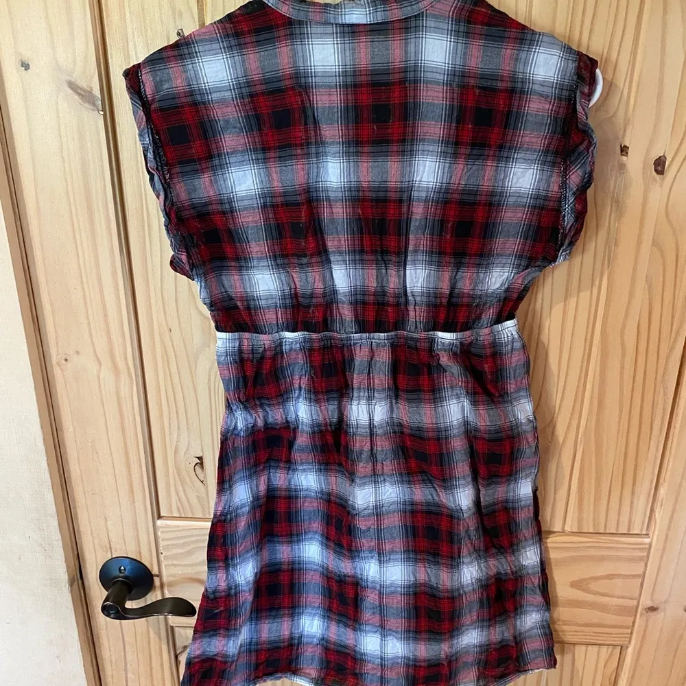 Red and Black Plaid Button-Up Dress - Image 4