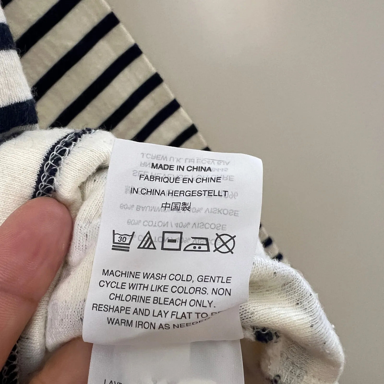 Madewell Striped White & Navy Blue Cropped Turtleneck Sweater Size XS - Image 6