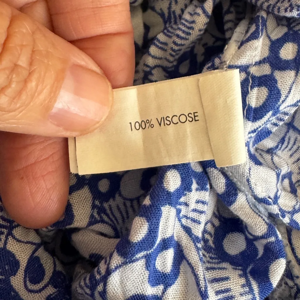 POUPETTE St. Barth halter T back romper blue white abstract print size Small - Image 13