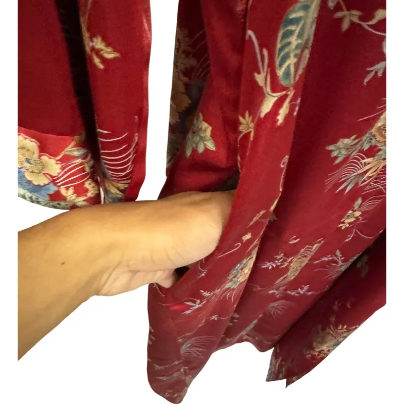 Vintage LEJABY Neiman Marcus Red Floral house‎ coat dress with pockets Women's S - Image 2