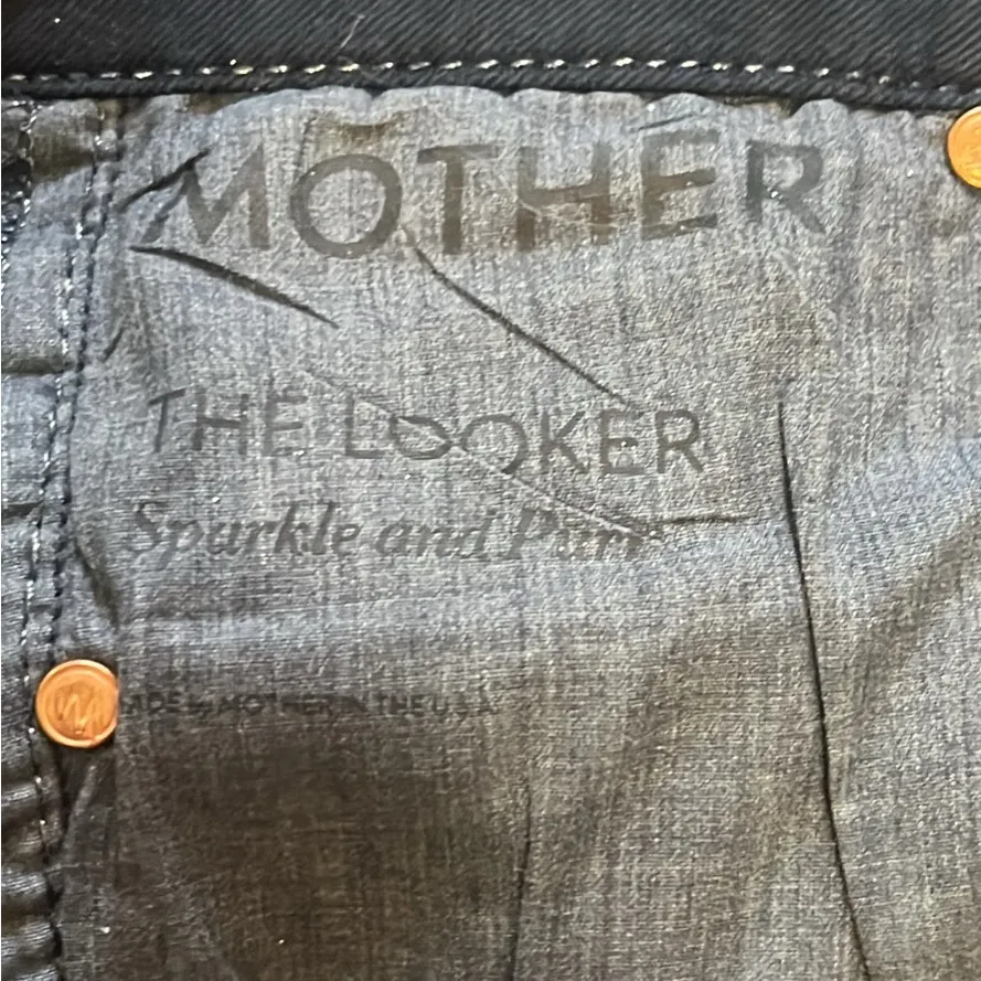 MOTHER The Looker Sparkle Jeans Silver Size 26 - Image 14