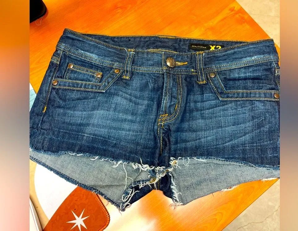X2 Low Rise Short Shorts | Size 8 | Jean Cutoffs | EUC Y2K Style Festival Ready Blue - Image 1