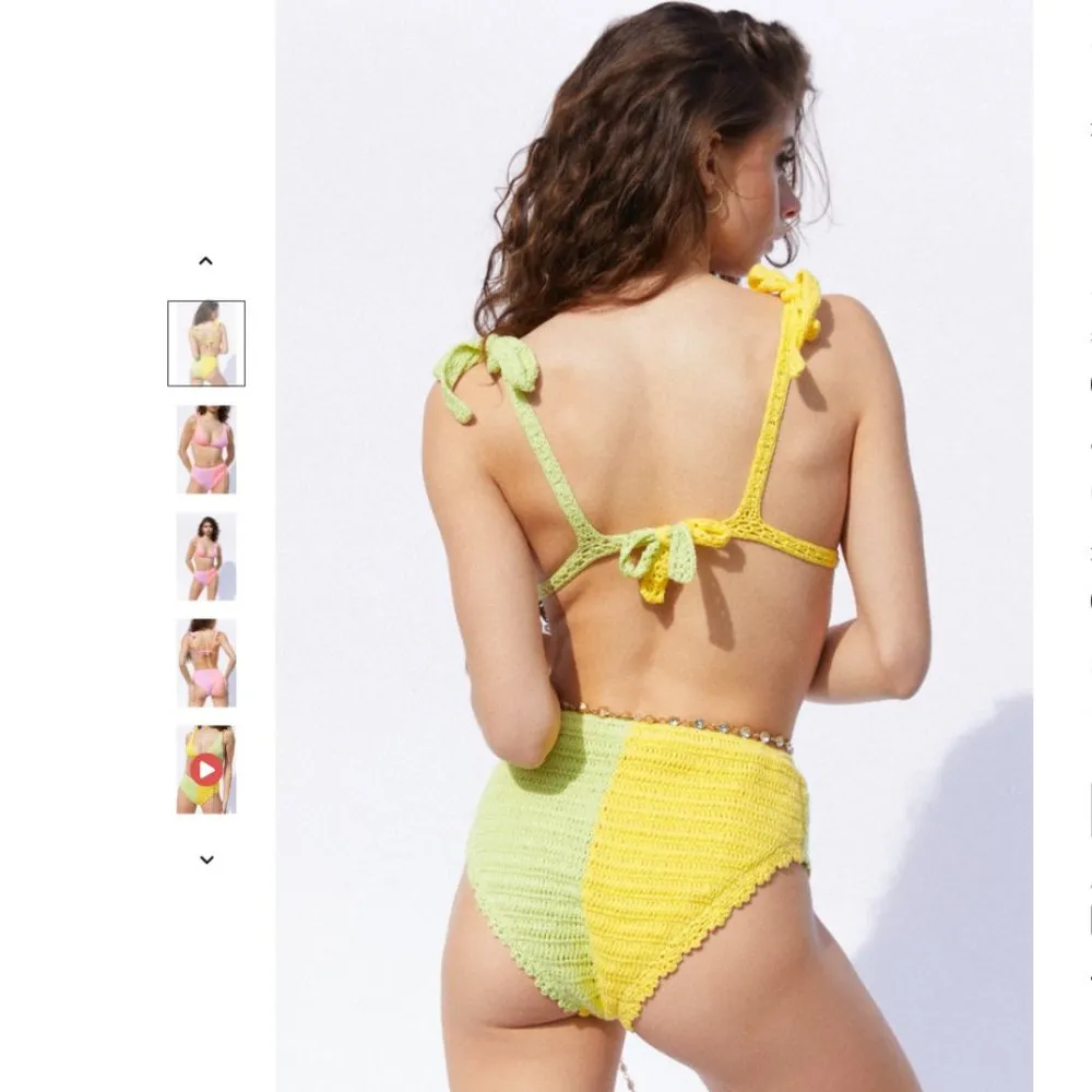 New Maiyo Iris crochet bikini in green yellow Size XS - Image 3