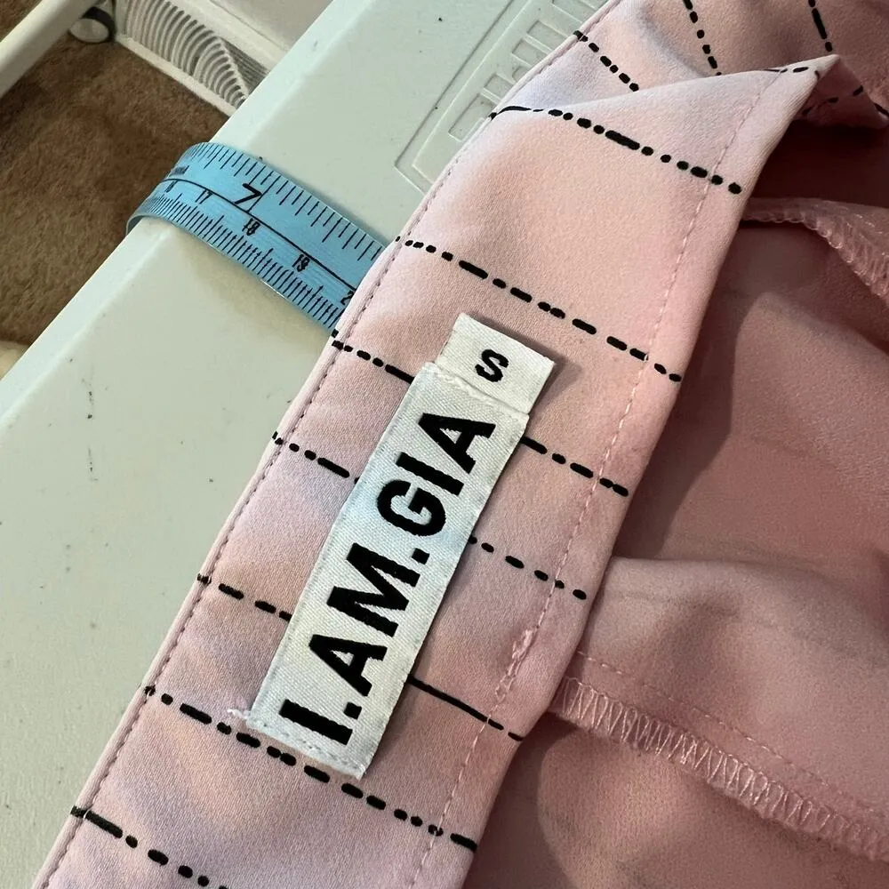 I AM GIA Pink Pinstripe Dominique High Rise Cropped Pants Size Small - Image 7