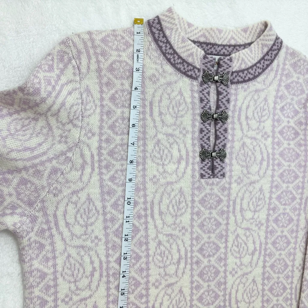 Preswick & Moore Vintage Lavender and Cream Knit Sweater Size L - Image 8