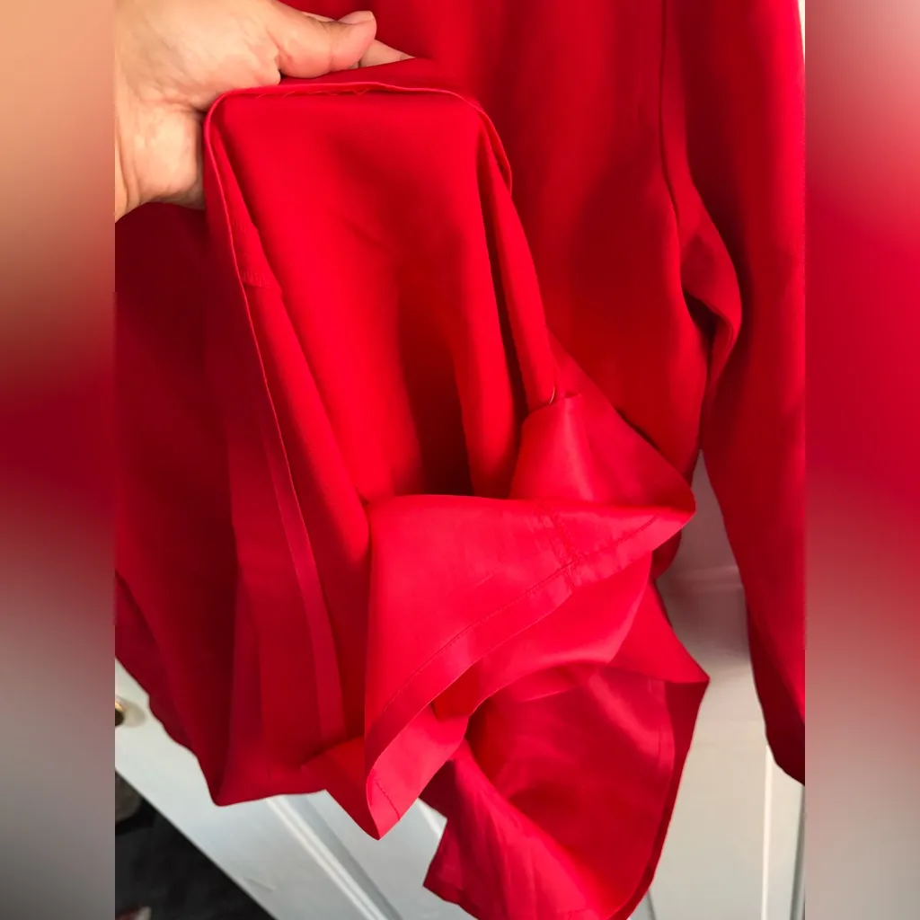 HUGO BUSCATI. NWT Silk Long Sleeve Mini Dress, Classic Red, SIZE 10 - Image 7