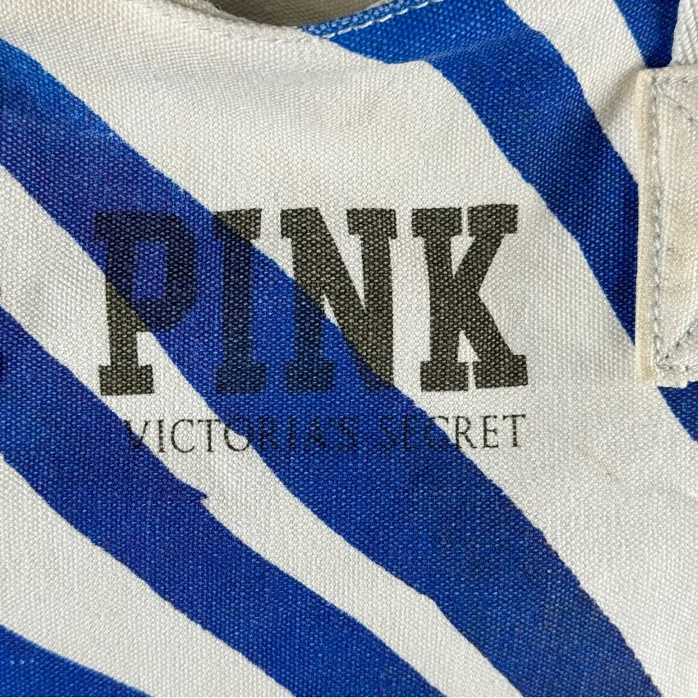 Vintage PINK Victoria's Secret Zebra Multicolor Canvas Tote Beach Travel Bag - Image 3