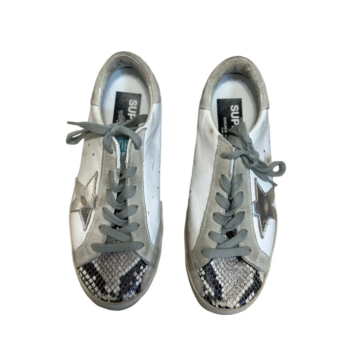 Golden Goose Superstar White‎ Leather & Python Sneaker size 37 - Image 3