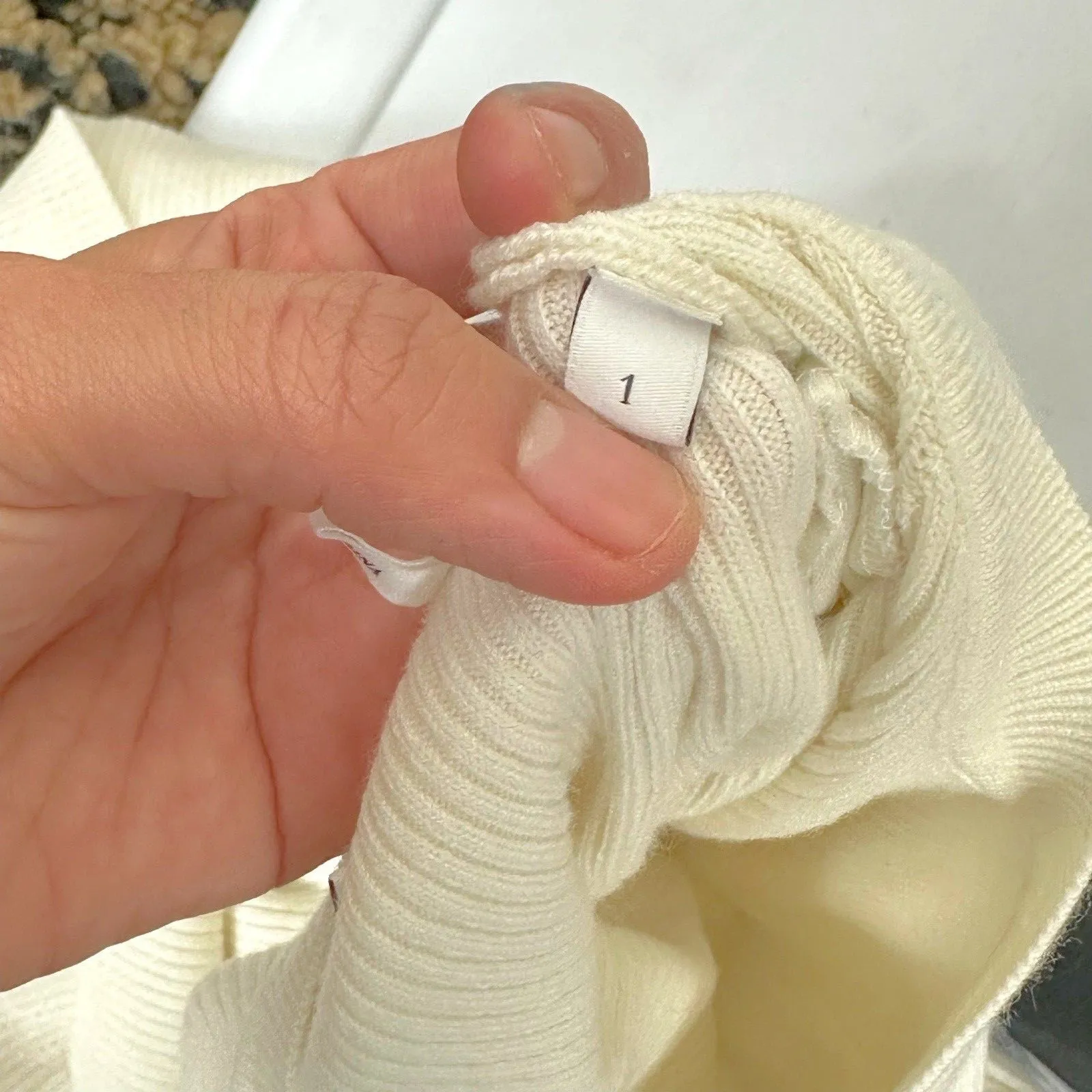 Sandro Women's Size 1 Temps Ribbed Sweater Ivory US S - Image 8