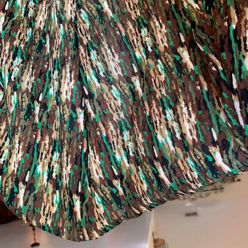 - Jaclyn Smith medium multicolor‎ skirt Brown Green Tan Nylon Fall Pencil medium - Image 6