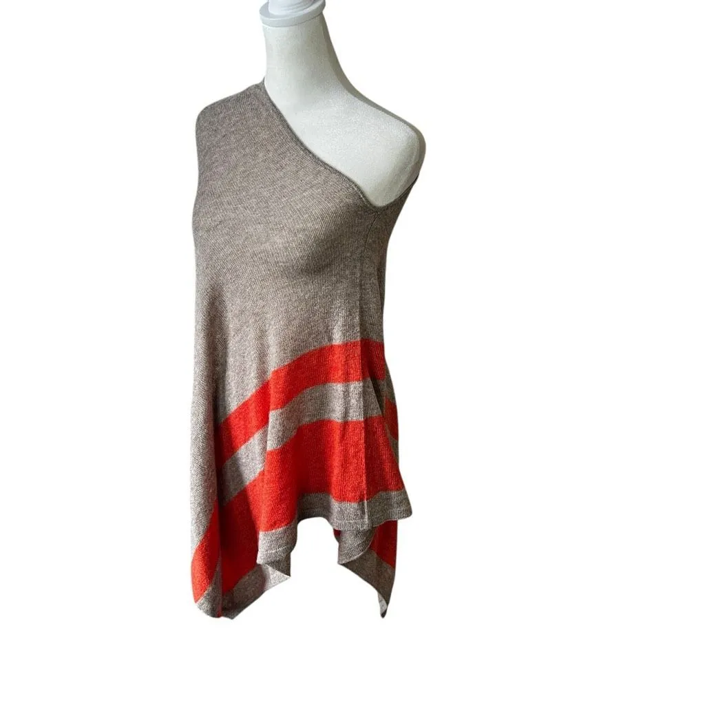 Celeste Wool Cashmere Poncho One Shoulder One Size Neutral Tan - Image 3