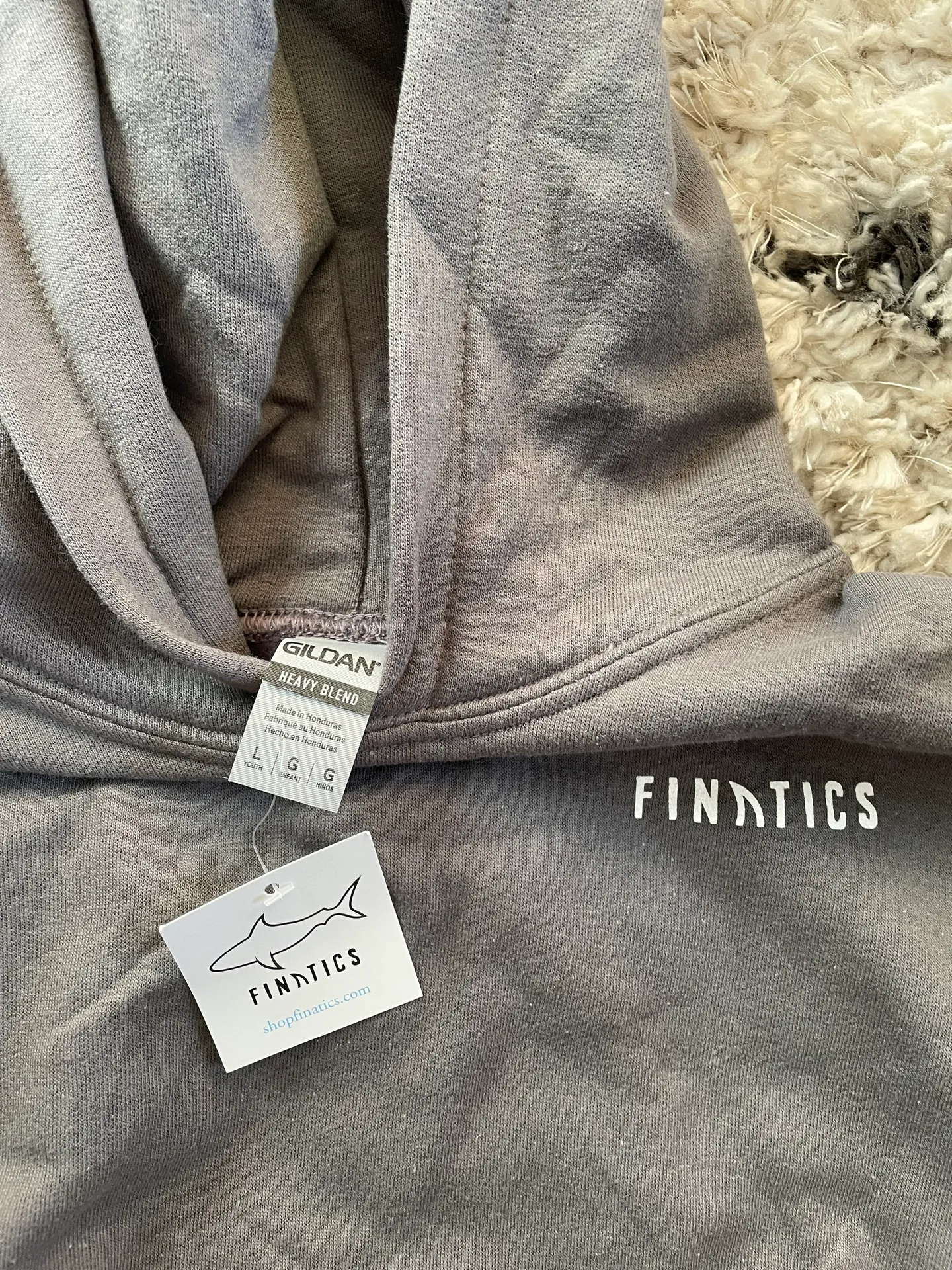 Finatics Shark Grey Hoodie Gray Size XS - Image 3