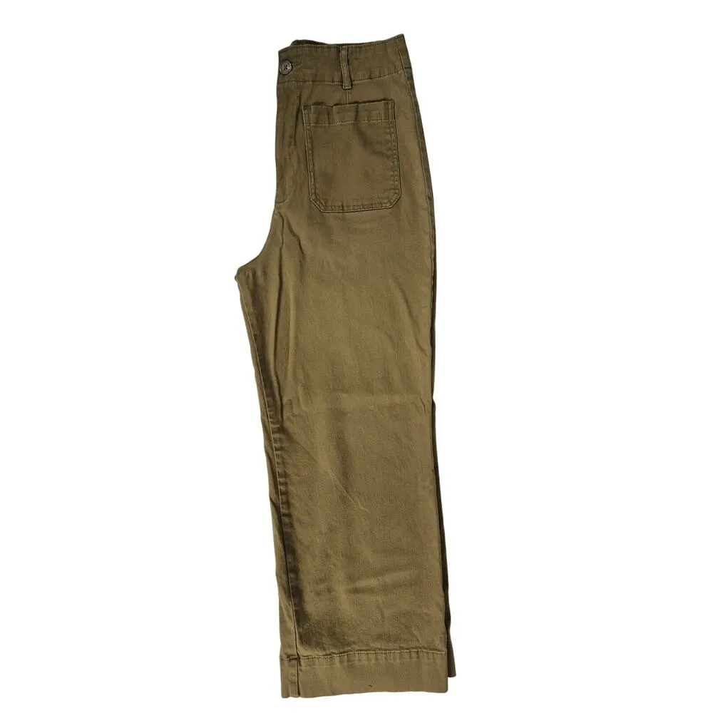 Bagatelle Collection New York Khaki Green Wide Leg Cotton Blend Pant Sz 12 - Image 3